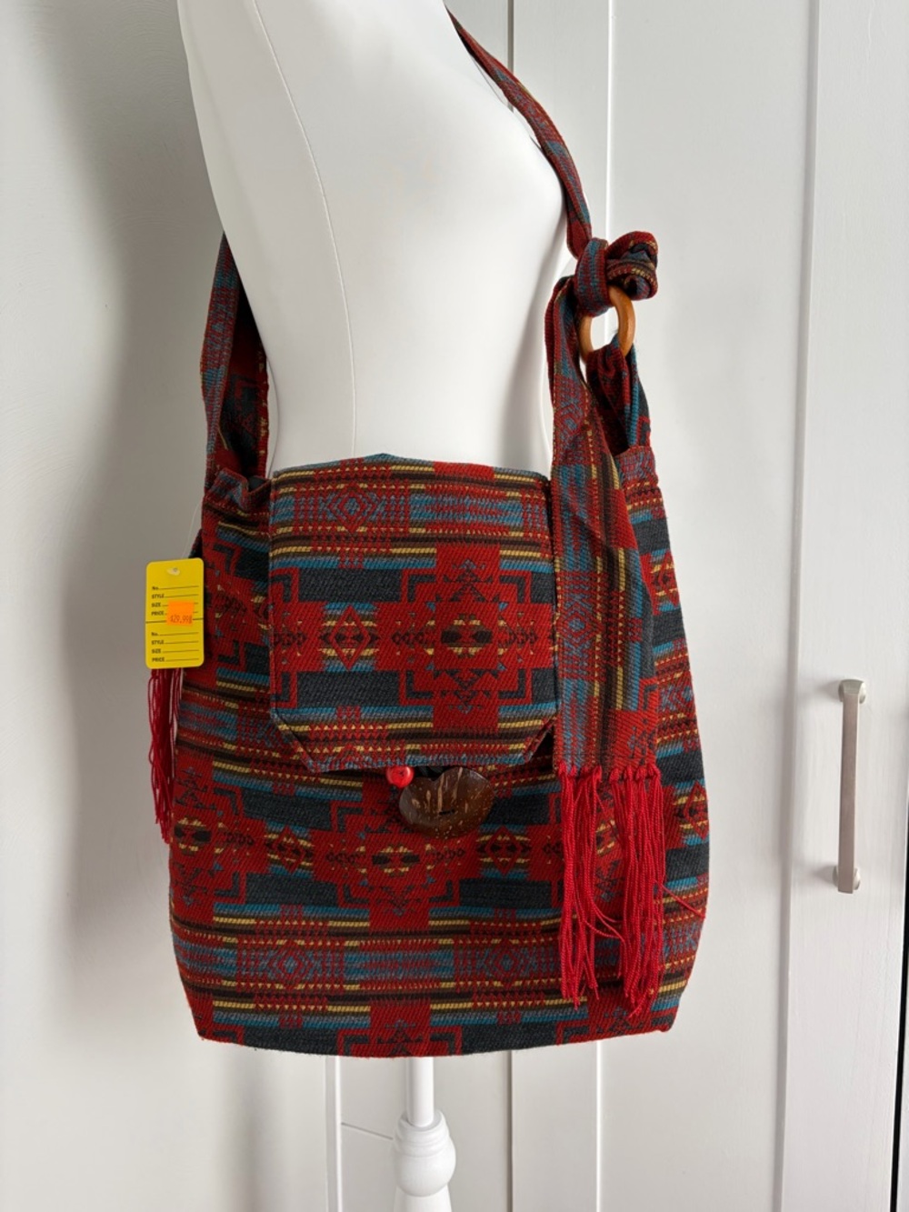 Jamaican - Rastafarian Beautiful Handwoven Burnt Sienna Patterned Crossbody Bag
